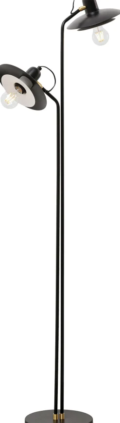 Discount KARE Design Lampa podłogowa podwójna czarna stalowa 149 cm - KARE