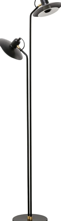 Discount KARE Design Lampa podłogowa podwójna czarna stalowa 149 cm - KARE
