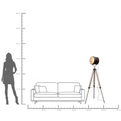 Best KARE Design Lampa podłogowa trójnóg vintage drewno sosnowe i stal 110-155 cm - KARE