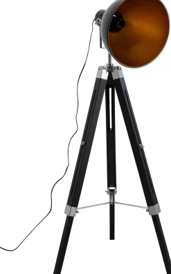 Discount KARE Design Lampa podłogowa trójnóg z regulacją wysokości czarna drewno i stal 95-140 cm - KARE