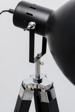 Discount KARE Design Lampa podłogowa trójnóg z regulacją wysokości czarna drewno i stal 95-140 cm - KARE