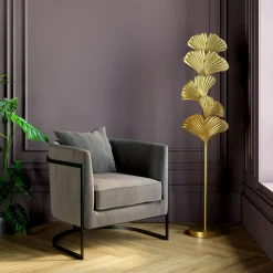 Discount KARE Design Lampa podłogowa Yuva 44x160 cm złota - KARE