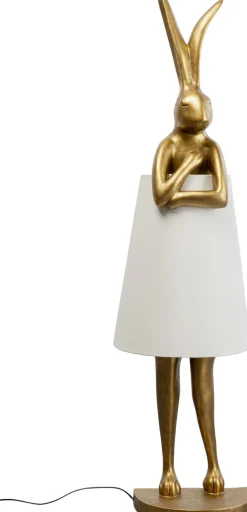 Sale KARE Design Lampa podłogowa złoty królik z białym abażurem 150 cm - KARE