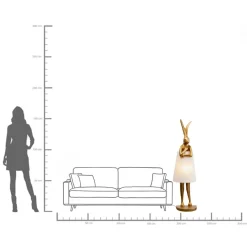 Sale KARE Design Lampa podłogowa złoty królik z białym abażurem 150 cm - KARE