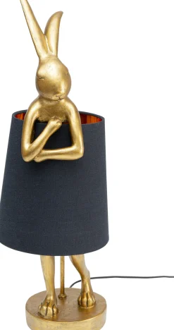 Discount KARE Design Lampa stołowa Animal Rabbit 23x68 cm złota - klosz czarny - KARE