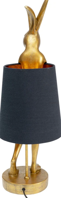 Discount KARE Design Lampa stołowa Animal Rabbit 23x68 cm złota - klosz czarny - KARE