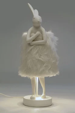 Hot KARE Design Lampa stołowa biała królik abażur futrzasty 50 cm - KARE