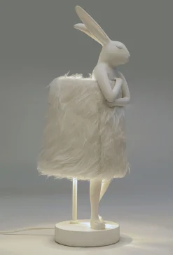 Hot KARE Design Lampa stołowa biała królik abażur futrzasty 50 cm - KARE