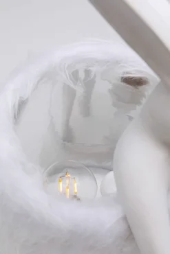 Hot KARE Design Lampa stołowa biała królik abażur futrzasty 50 cm - KARE