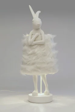 Best KARE Design Lampa stołowa biała królik abażur futrzasty 68 cm - KARE