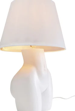 Discount KARE Design Lampa stołowa biała z abażurem motyw ludzkiego ciała Ø30x48 cm - KARE