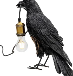 Hot KARE Design Lampa stołowa Crow 14x34 cm czarna matowa - KARE