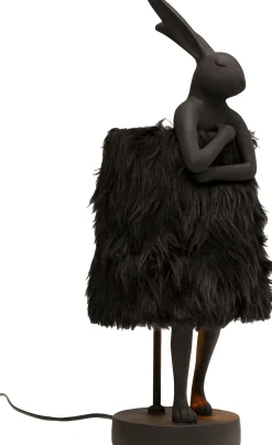 Clearance KARE Design Lampa stołowa czarna królik abażur futrzasty 50 cm - KARE