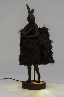 Clearance KARE Design Lampa stołowa czarna królik abażur futrzasty 50 cm - KARE