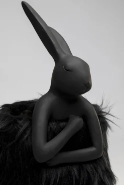 Clearance KARE Design Lampa stołowa czarna królik abażur futrzasty 50 cm - KARE