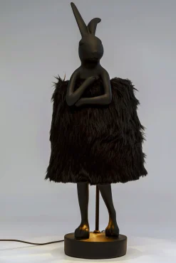 New KARE Design Lampa stołowa czarna królik abażur futrzasty 68 cm - KARE