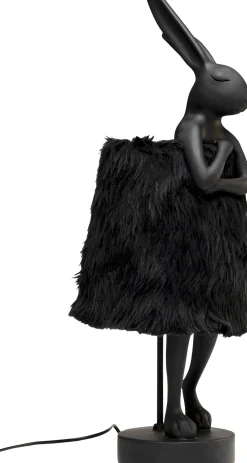 New KARE Design Lampa stołowa czarna królik abażur futrzasty 68 cm - KARE