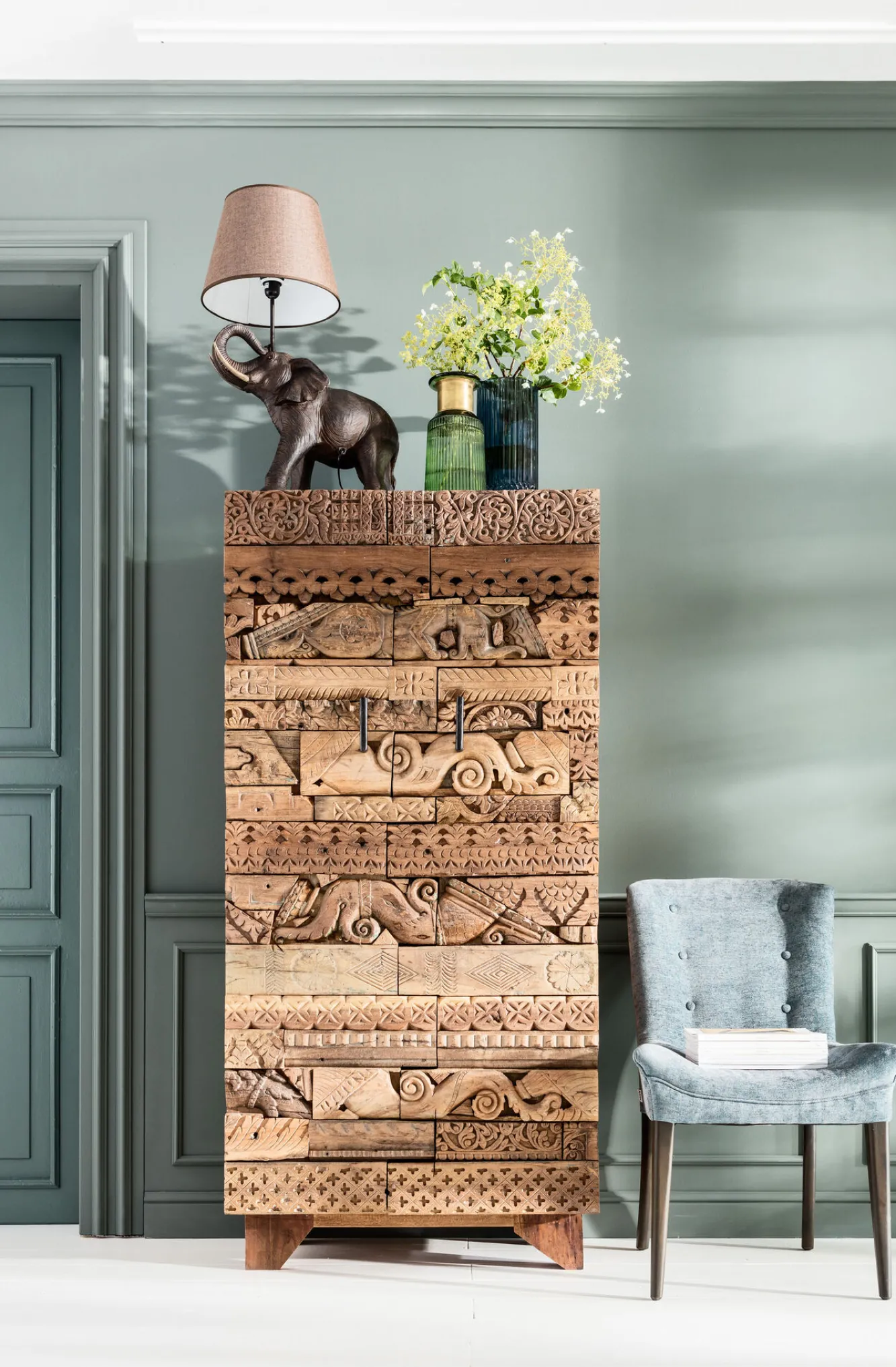 Online KARE Design Lampa stołowa Elephant Safari 52x74 cm brązowa - KARE