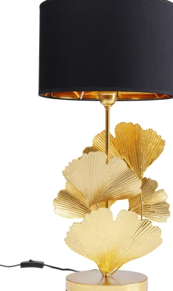 Fashion KARE Design Lampa stołowa Flores Ø30x62 cm złota - klosz czarny - KARE