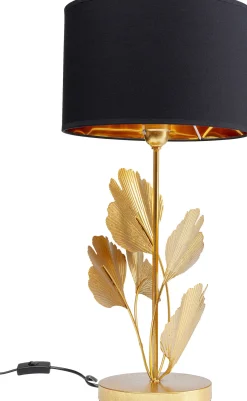 Fashion KARE Design Lampa stołowa Flores Ø30x62 cm złota - klosz czarny - KARE