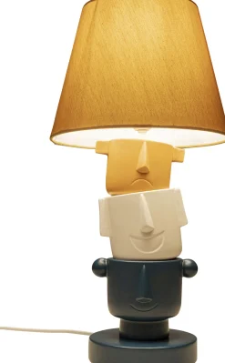 Fashion KARE Design Lampa stołowa kolorowa kamionka i bawełna motyw twarzy Ø25x45 cm - KARE