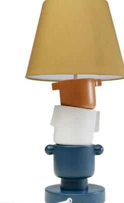 Fashion KARE Design Lampa stołowa kolorowa kamionka i bawełna motyw twarzy Ø25x45 cm - KARE