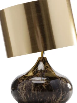 Fashion KARE Design Lampa stołowa Mamo Deluxe 30x41 cm brązowo-czarna - klosz złoty - KARE