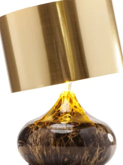 Fashion KARE Design Lampa stołowa Mamo Deluxe 30x41 cm brązowo-czarna - klosz złoty - KARE