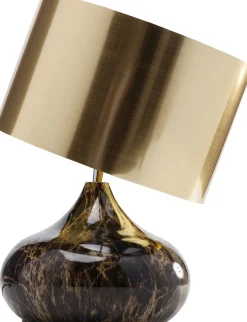 Fashion KARE Design Lampa stołowa Mamo Deluxe 30x41 cm brązowo-czarna - klosz złoty - KARE