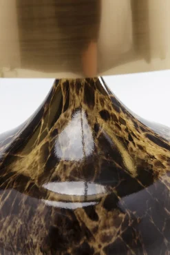 Fashion KARE Design Lampa stołowa Mamo Deluxe 30x41 cm brązowo-czarna - klosz złoty - KARE