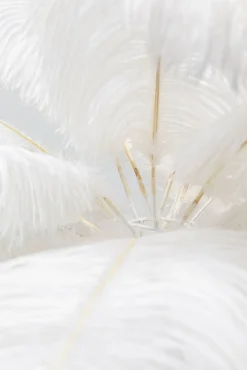 Best KARE Design Lampa stołowa palma biała strusie pióra 60 cm podstawa złota - KARE