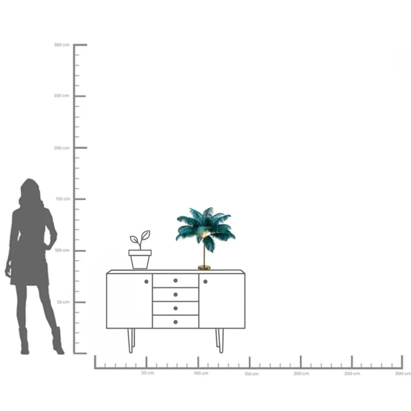 Fashion KARE Design Lampa stołowa palma zielona strusie pióra 60 cm podstawa złota - KARE