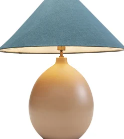 Sale KARE Design Lampa stołowa podstawa stalowa brązowa abażur lniany niebieski Ø62x64 cm - KARE