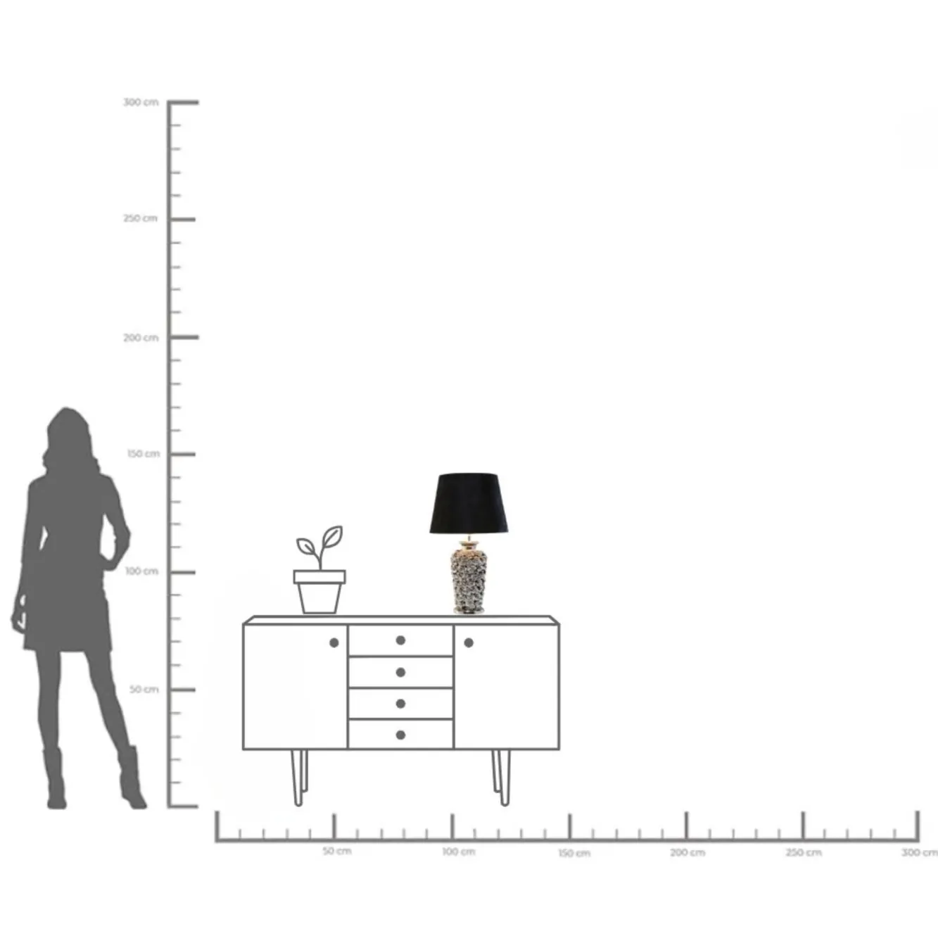 Outlet KARE Design Lampa stołowa Rose Multi 33x56 cm czarno-srebrna - KARE