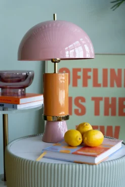 Best KARE Design Lampa stołowa stalowa różowo-pomarańczowa Ø30x51 cm - KARE