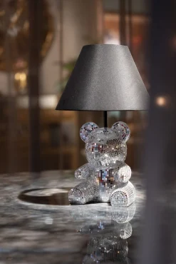 Hot KARE Design Lampa stołowa z abażurem miś szkło lustrzane Ø26x40 cm - KARE