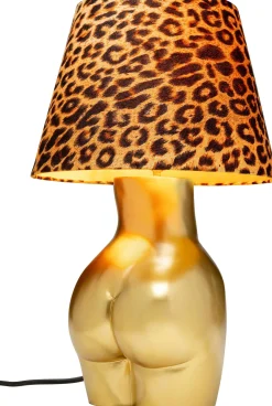 Sale KARE Design Lampa stołowa złota z abażurem w cętki motyw ludzkiego ciała Ø30x48 cm - KARE