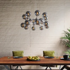 Fashion KARE Design Lampa wisząca Atomic 74 cm srebrna - klosze szklane - KARE