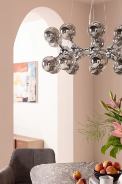 Fashion KARE Design Lampa wisząca Atomic 74 cm srebrna - klosze szklane - KARE