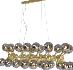 Best KARE Design Lampa wisząca Atomic Balls 140 cm złota - klosze przydymione - KARE