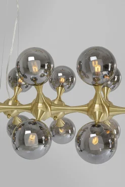 Best KARE Design Lampa wisząca Atomic Balls 140 cm złota - klosze przydymione - KARE
