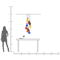 Fashion KARE Design Lampa wisząca awangardowa klosze szklane kolorowe Ø44x150 cm - KARE