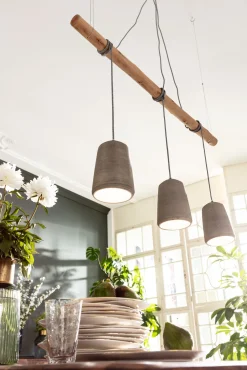 Hot KARE Design Lampa wisząca Dining 120x120 cm szaro-drewniana - KARE