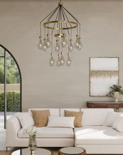 Online KARE Design Lampa wisząca Highlight 12L Ø97 cm czarno-złota - klosze transparentne - KARE