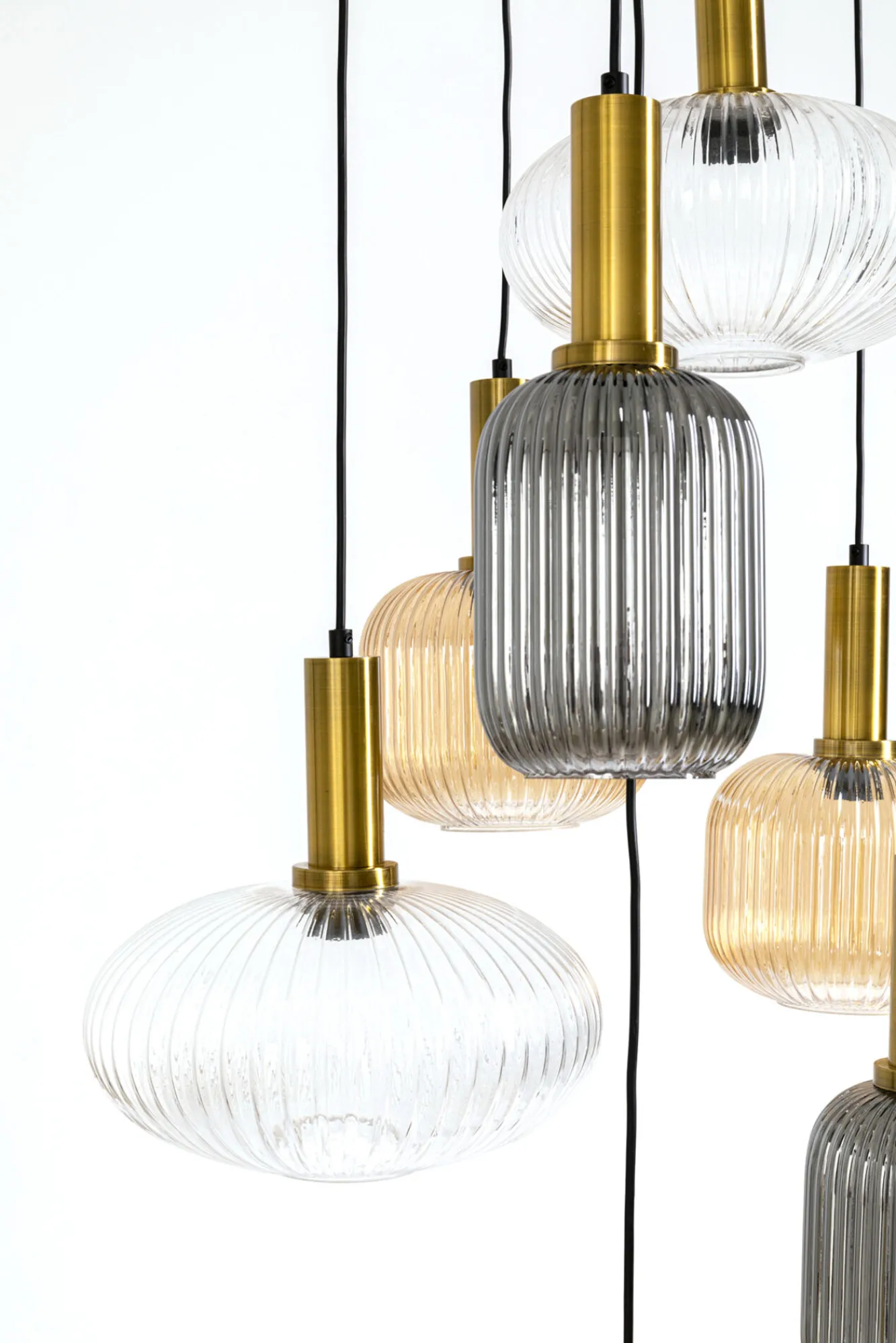 Best KARE Design Lampa wisząca klosze szklane oprawki złote Ø80 cm - KARE