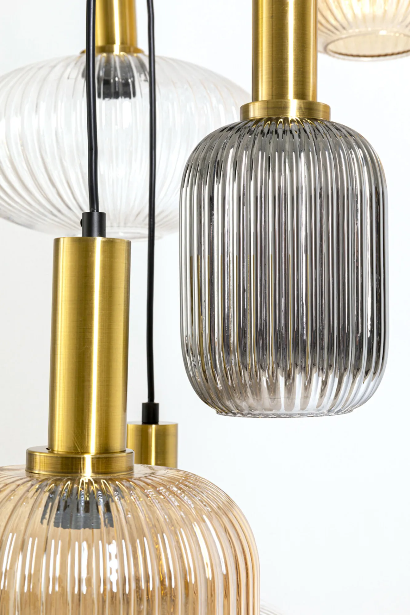 Best KARE Design Lampa wisząca klosze szklane oprawki złote Ø80 cm - KARE