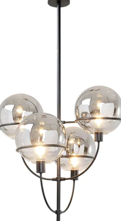 Fashion KARE Design Lampa wisząca Lantern 4rs 68x120 cm czarna - klosze szklane - KARE