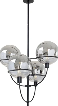 Fashion KARE Design Lampa wisząca Lantern 4rs 68x120 cm czarna - klosze szklane - KARE