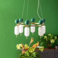 New KARE Design Lampa wisząca nowoczesna złota klosze szklane białe Ø68 cm - KARE