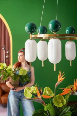 New KARE Design Lampa wisząca nowoczesna złota klosze szklane białe Ø68 cm - KARE